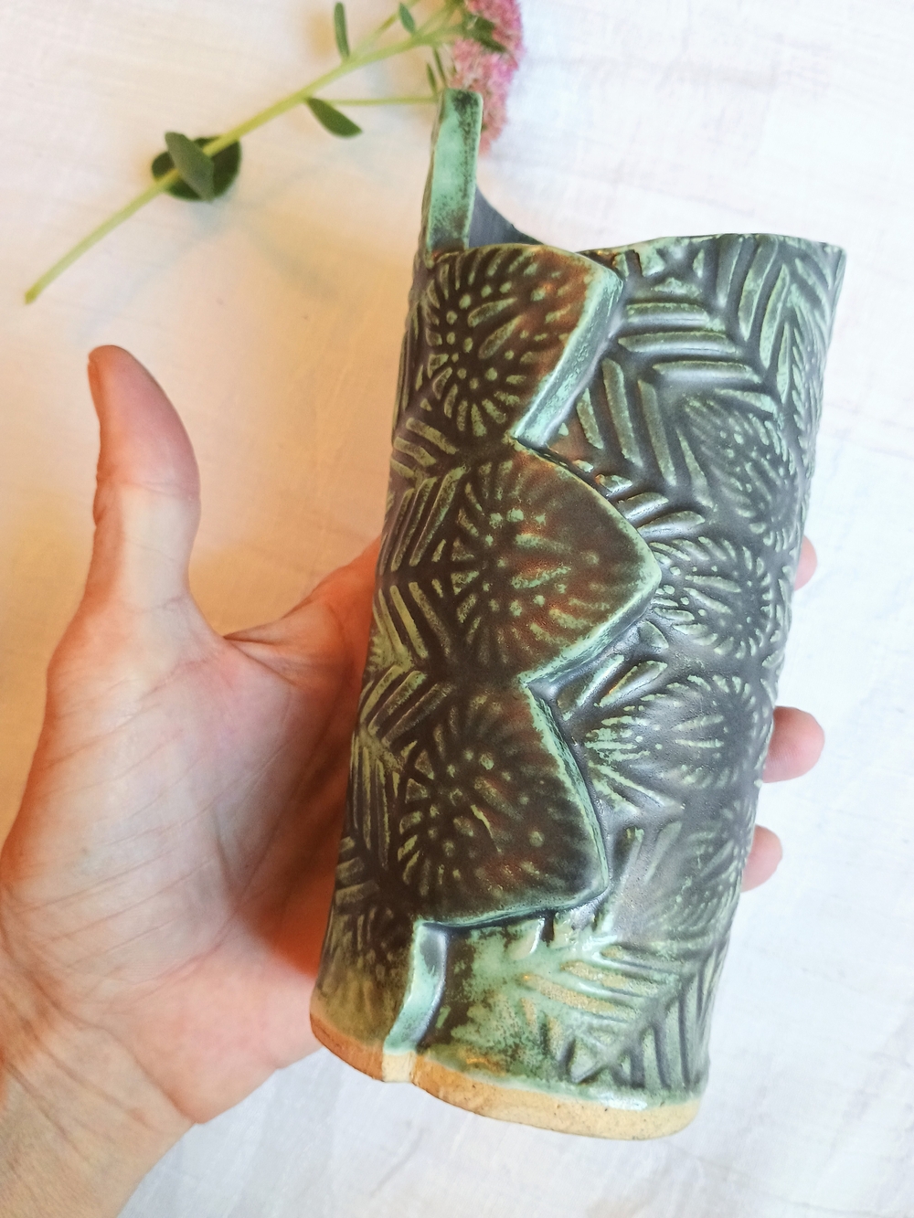 🍎 STUDIO POTTERY 🍎 VTG Handcrafted, Signed, Ceramic Pottery Vase, Rustic, Boho